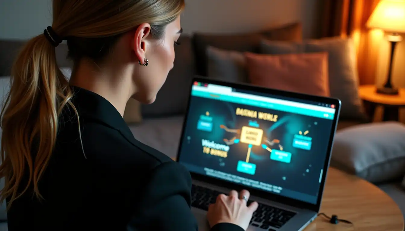 Welcome bonus and free spins banner on screen