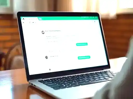 Live chat support window on laptop